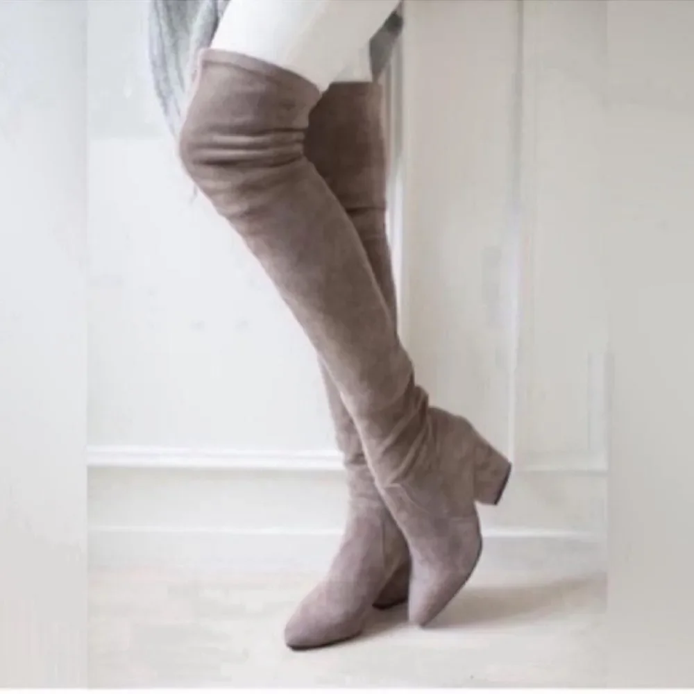 NEW CARINA' TAUPE OVER THE KNEE SUEDE LEATHER BOOTS Size 6